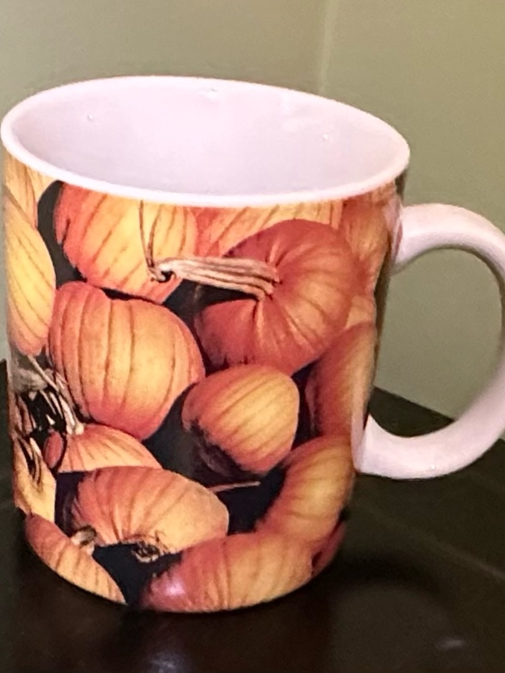 Starbucks Ceramic Mug with Fall Orange Pumpkin Motif
